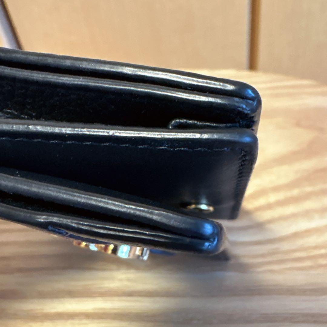 【未使用品】BURBERRY二つ折り財布 TBモノグラム ロゴ　ブラック　革