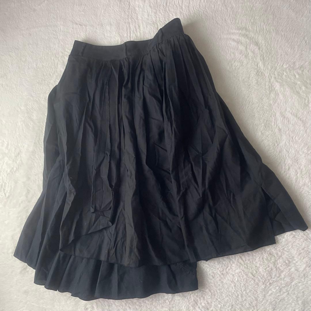 【希少】キャピタル ティアード プリーツ アシンメトリー リネン混 スカート 黒
