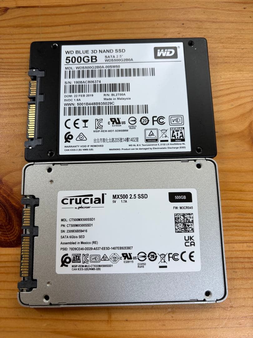 内蔵型SSD WD Crucial 500GB SSD