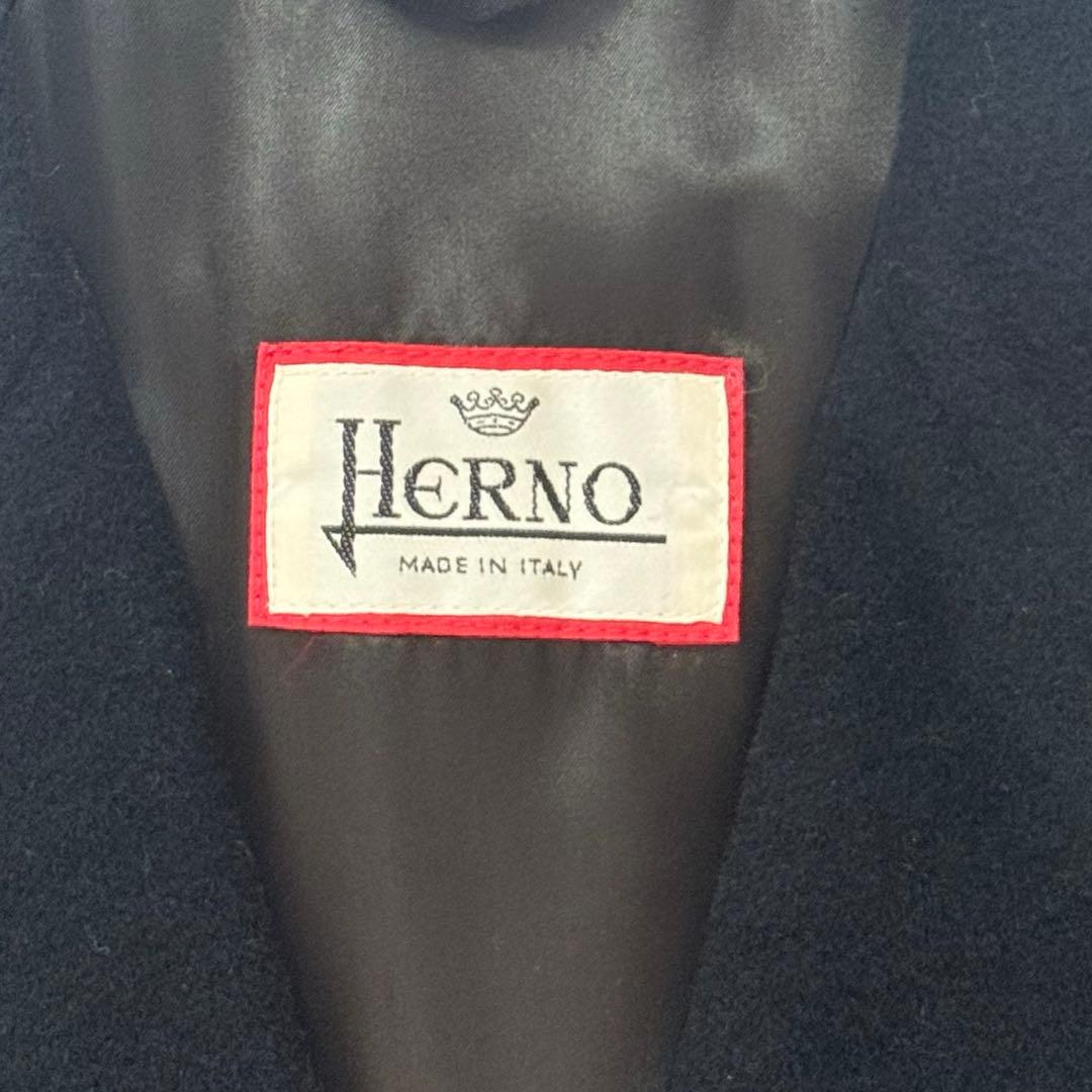 ワ*子様 HERNO ヘルノ チェスターコート ロング モヘア混 裏地スカーフ柄