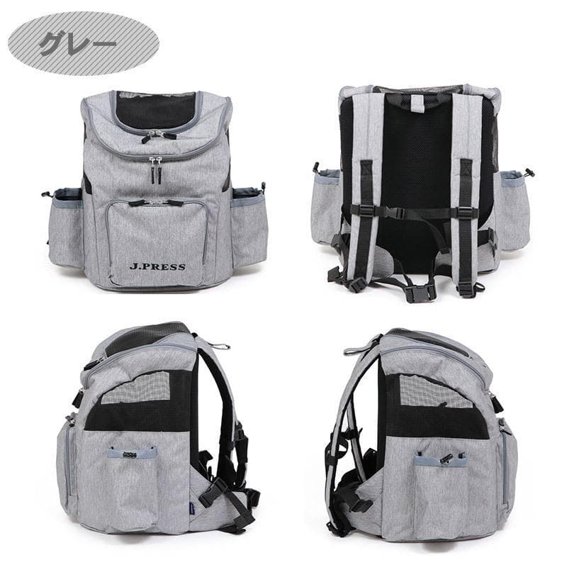 １度のみ使用・美品・J.PRESSのペットキャリー・底板付きリュック・グレー