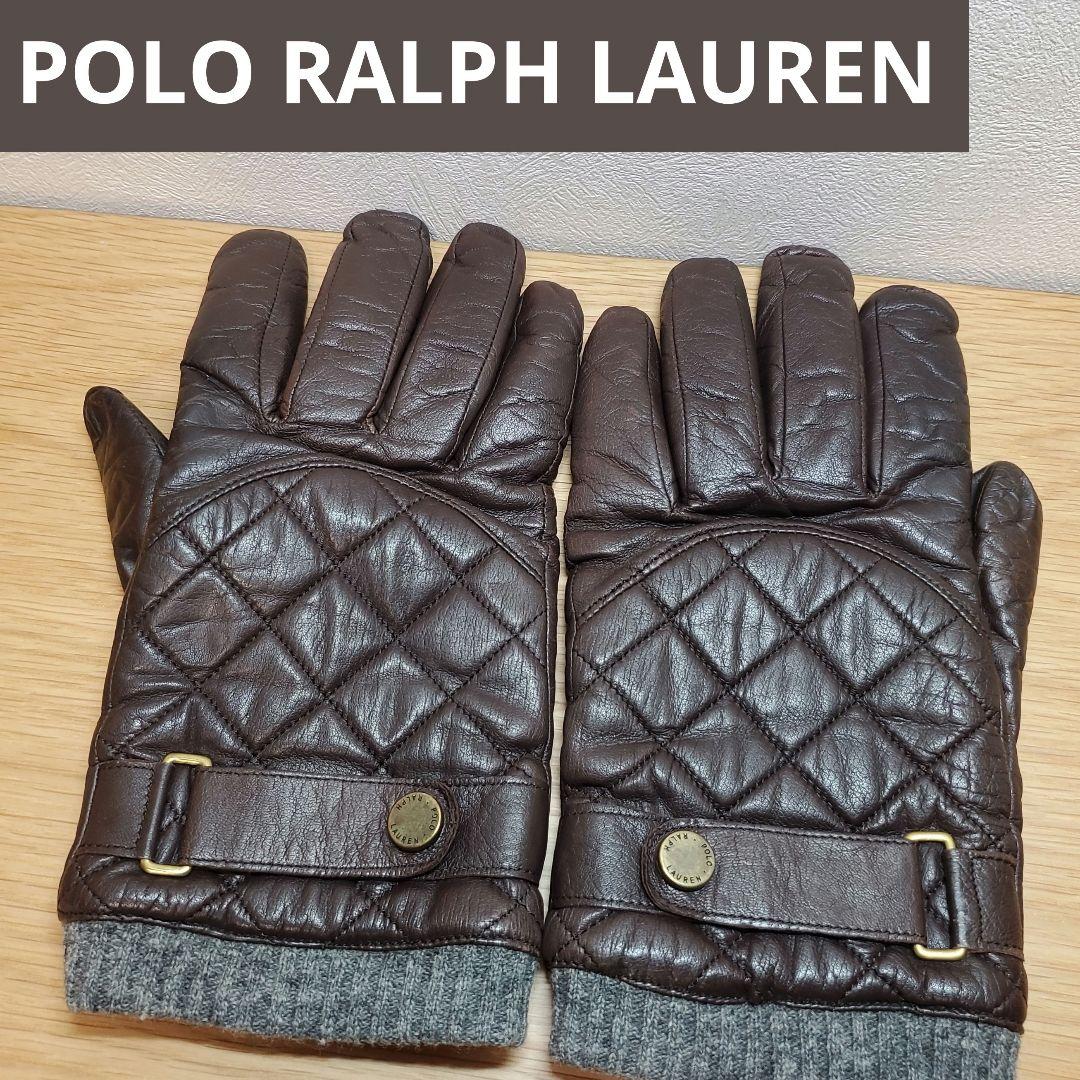 希少 ラルフローレン 手袋 レザー 本革 キルティング レーシング グローブ