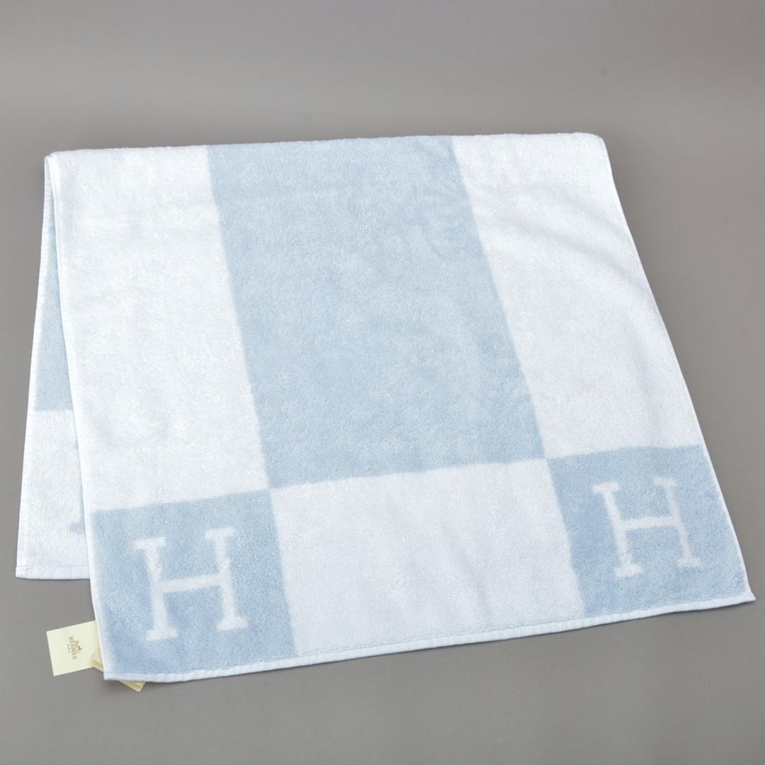 新品◇エルメス アヴァロン バスタオル ベビータオルケット100×55ブルー箱付