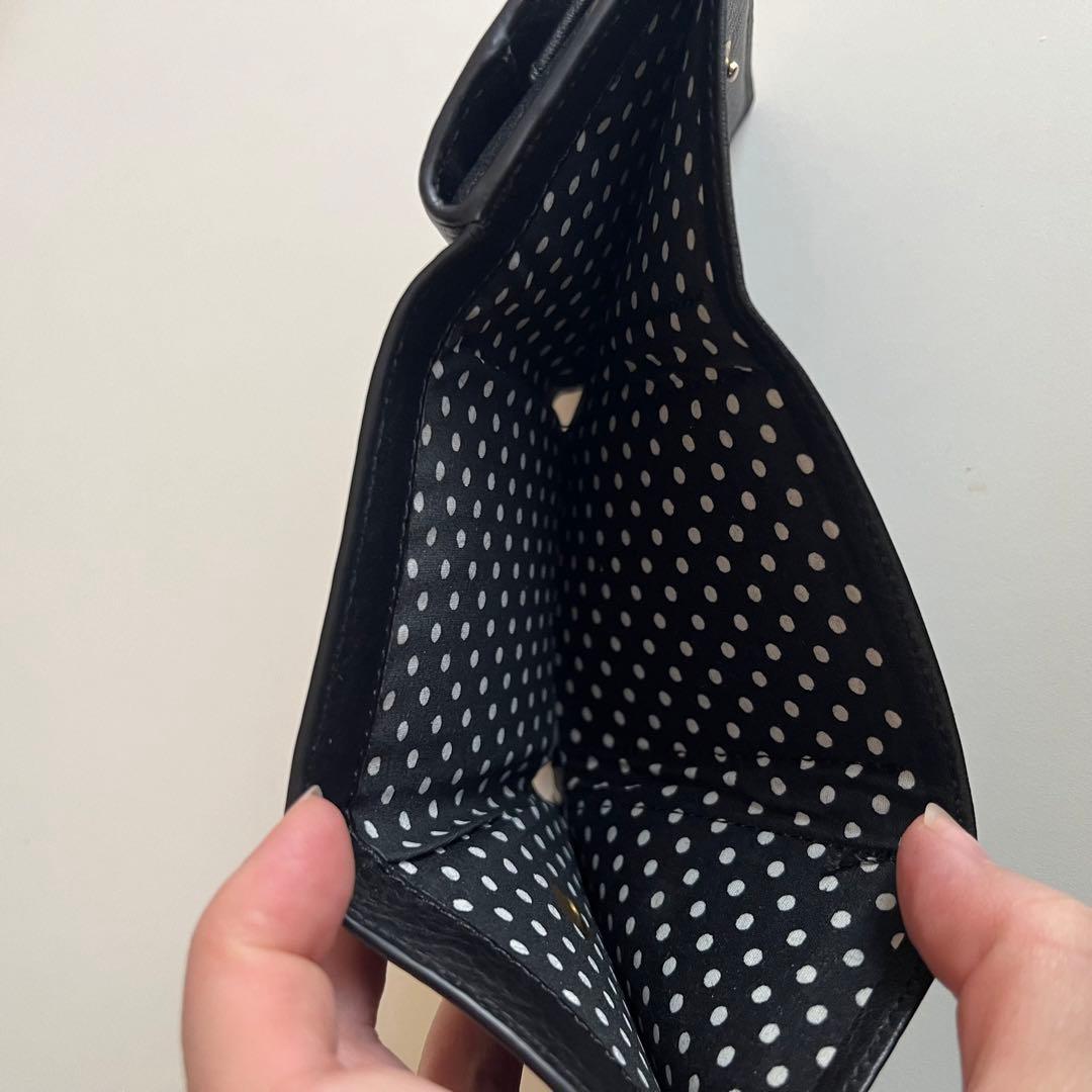 アニエスベー 黒 レザー 三つ折り財布 miyuki ミニ財布