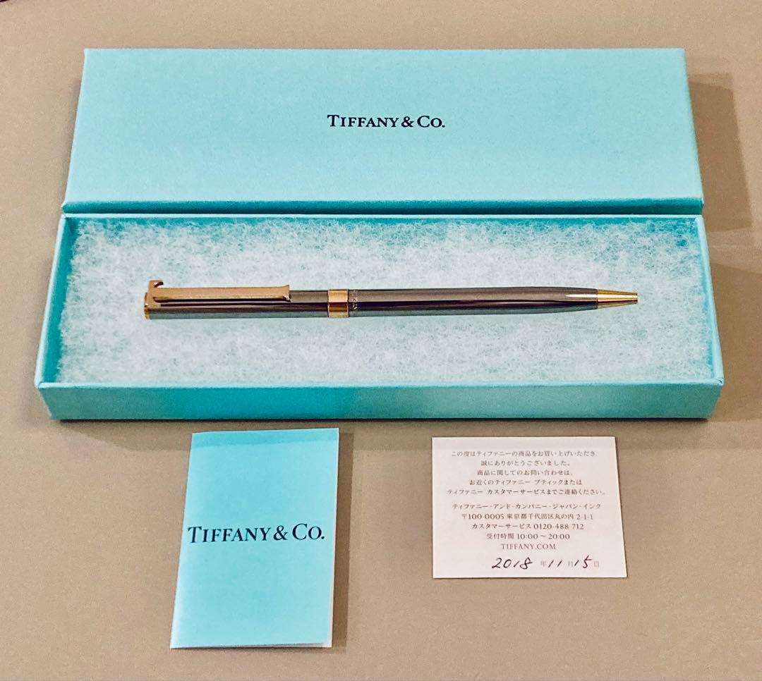 美品◆ティファニー Tクリップ高級ボールペン　Tiffany ルテニウムゴールド