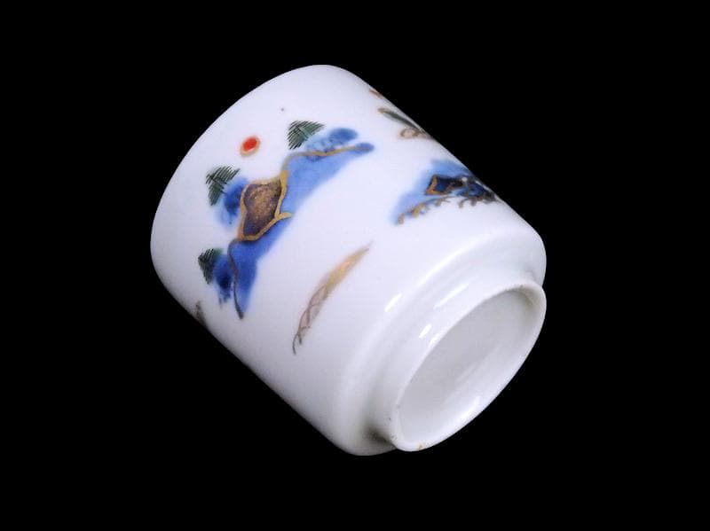 古伊万里　染錦　春駒の図　のぞき　猪口　A868AS-CYt