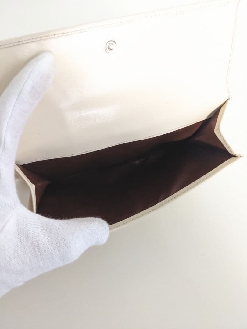 良品 フェラガモ ヴィンテージ レザー 財布 アイボリー 白 レディース メンズ