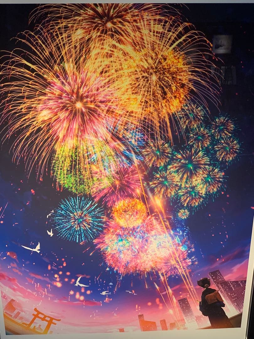 【激レア】まころん　絵画　恋花火　額縁アート