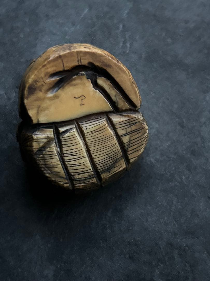 江戸時代 翁　根付　 牙刻　江戸期　在銘　東洋彫刻