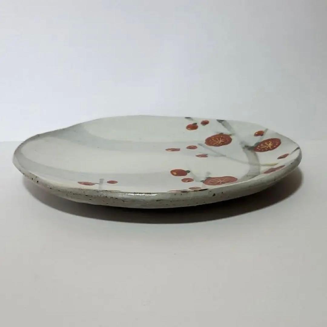 【人間国宝】加藤卓男 幸兵衛窯□紅梅文七寸皿 ５客 共箱入