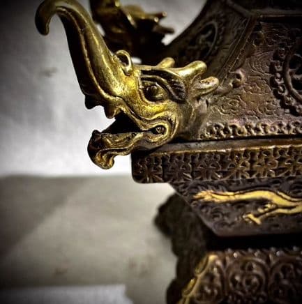 銅器 仏教 八宝香炉 古美術 コレクション品 銅製 工芸品 彫刻装飾品置物