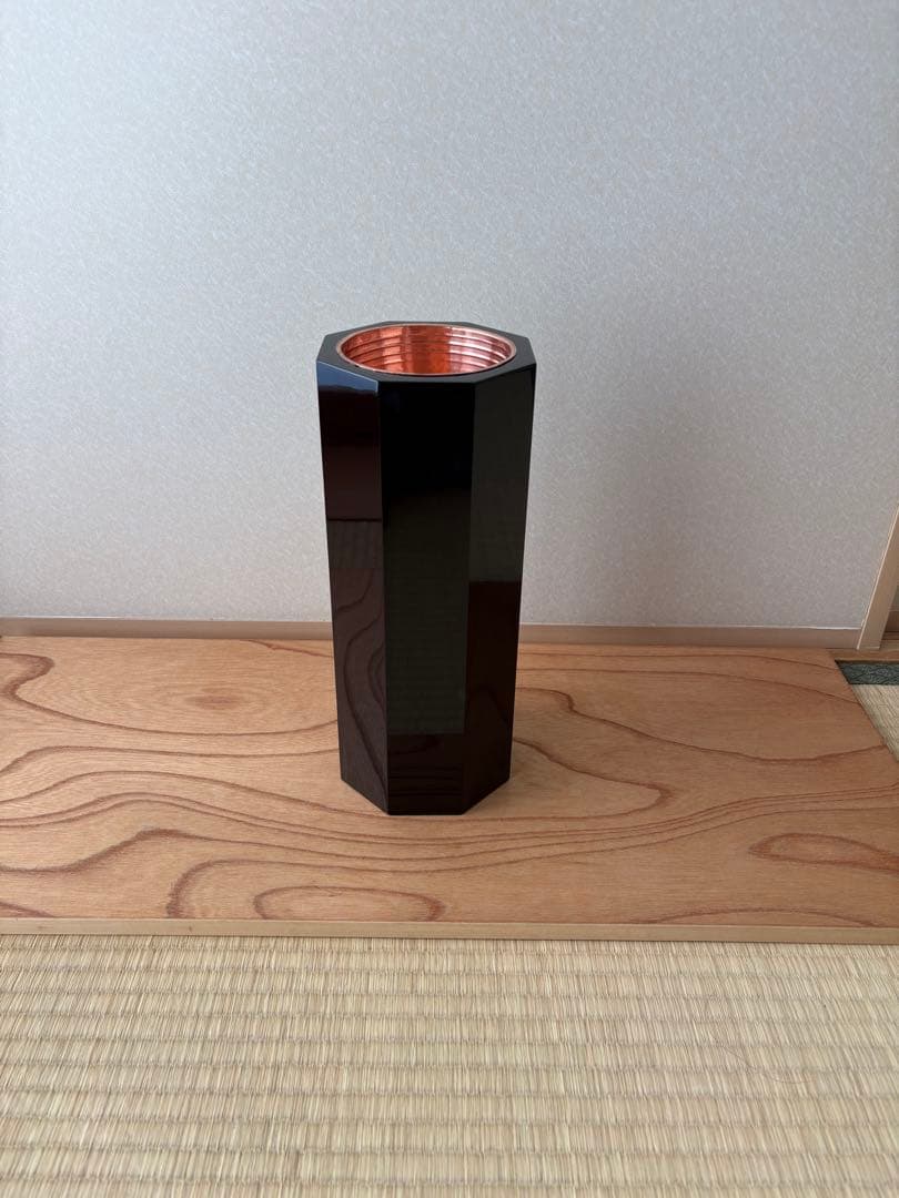 63【おまとめ買い可】華道　八角塗寸胴　華道具　寸どう　生け花　花器　花入れ