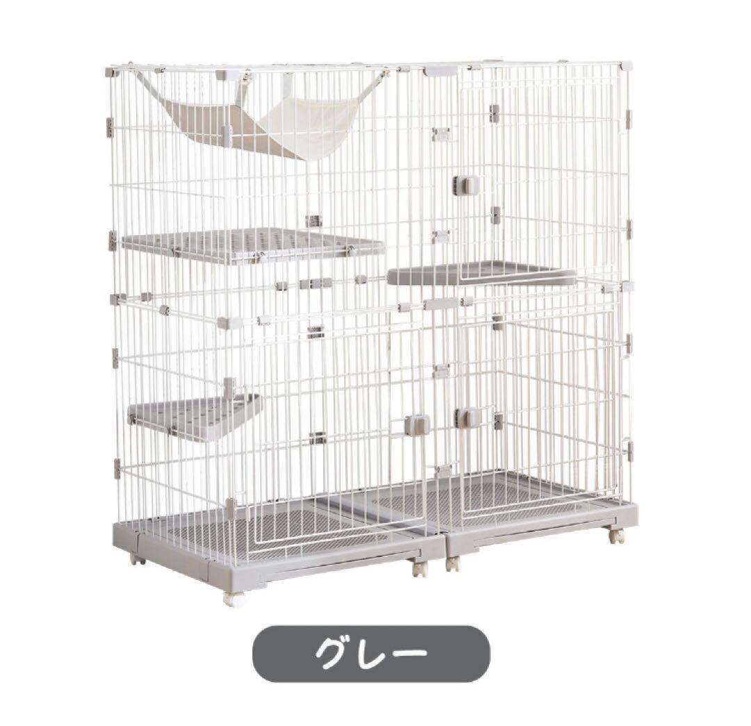 キャットケージ　キャットゲージ　猫用品　グレー　ハンモック付き
