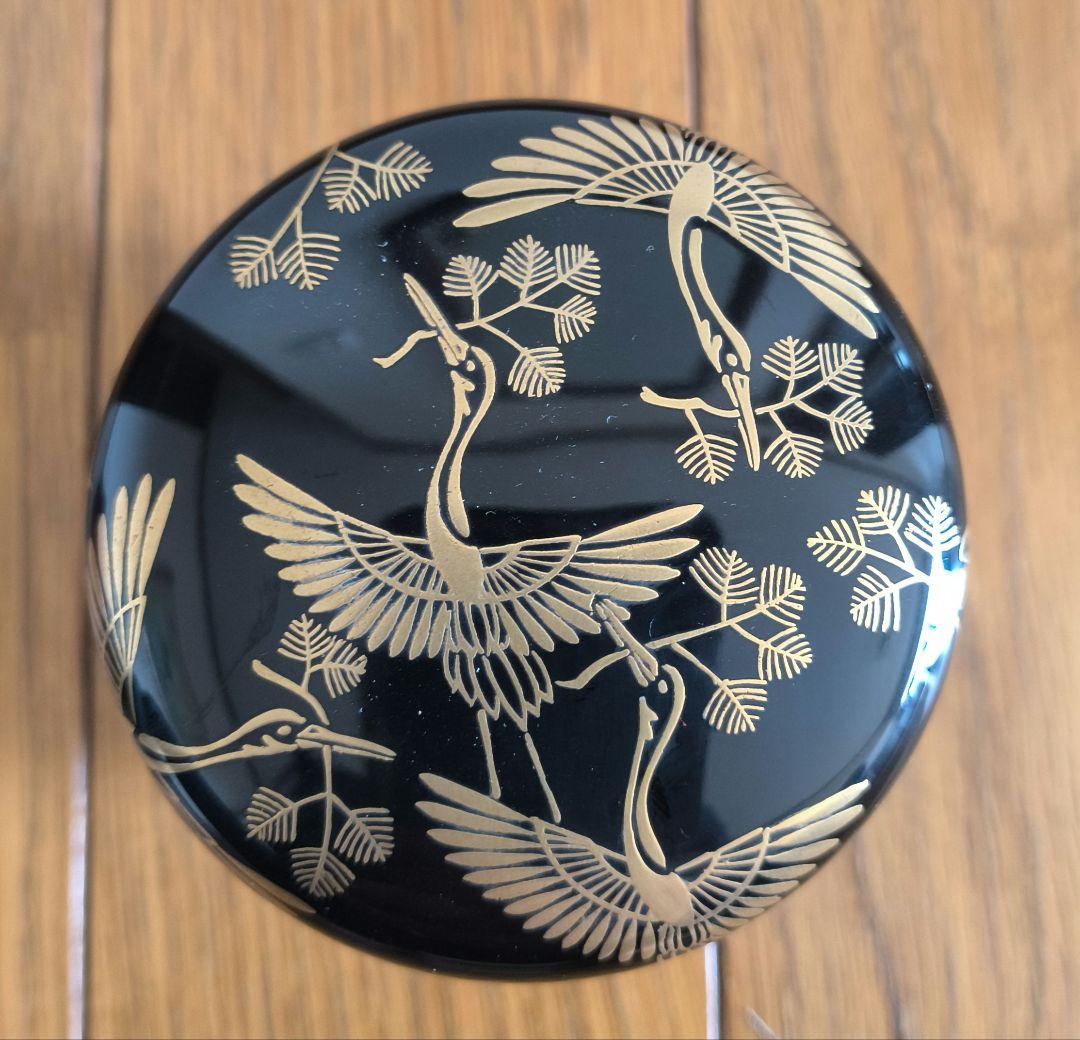 黒棗　内側銀　前端 春斎　松喰鶴蒔絵　箱あり