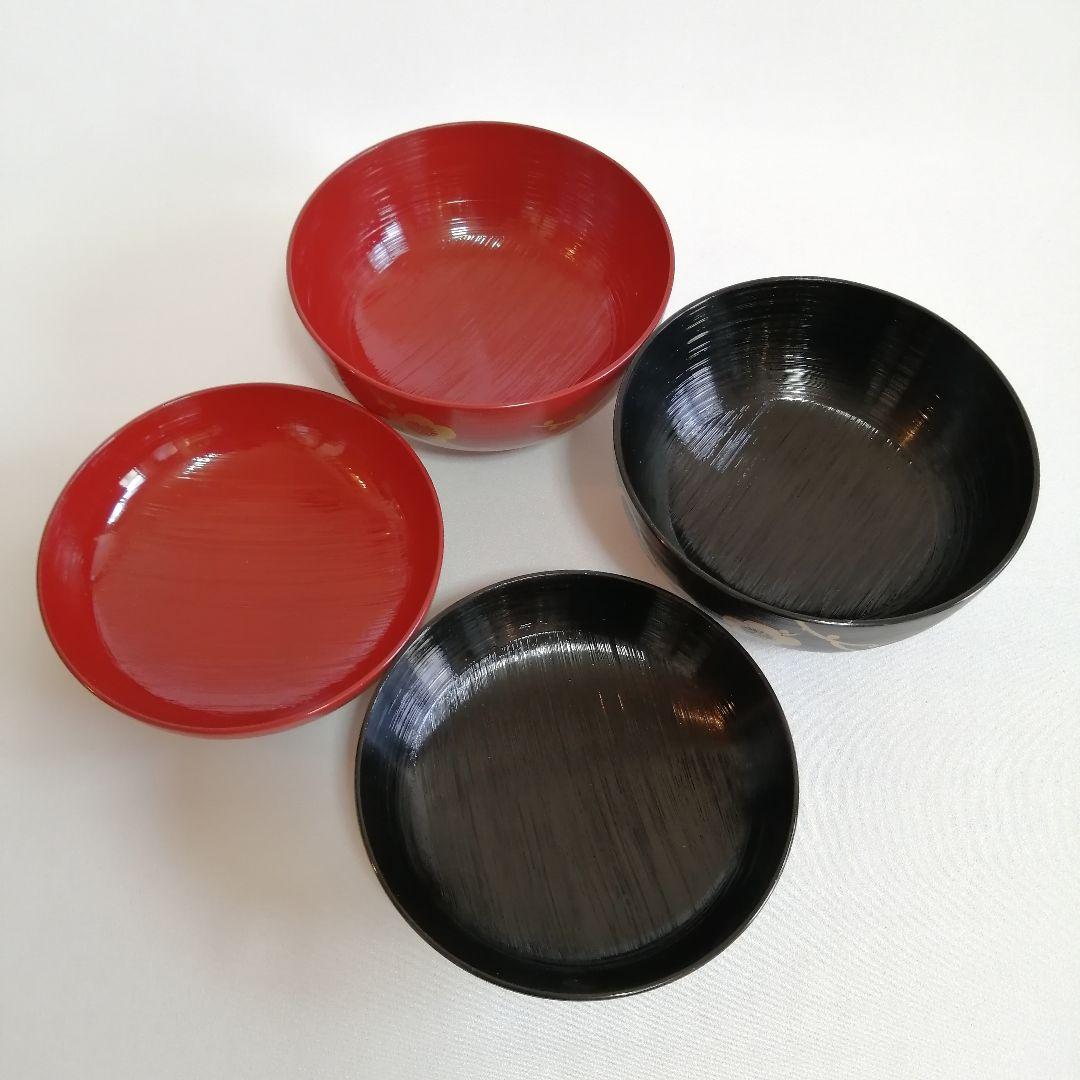 希少/山田平安堂 呉藤友乗 木製漆器 鴬宿梅 汁椀 雑煮椀 夫婦椀