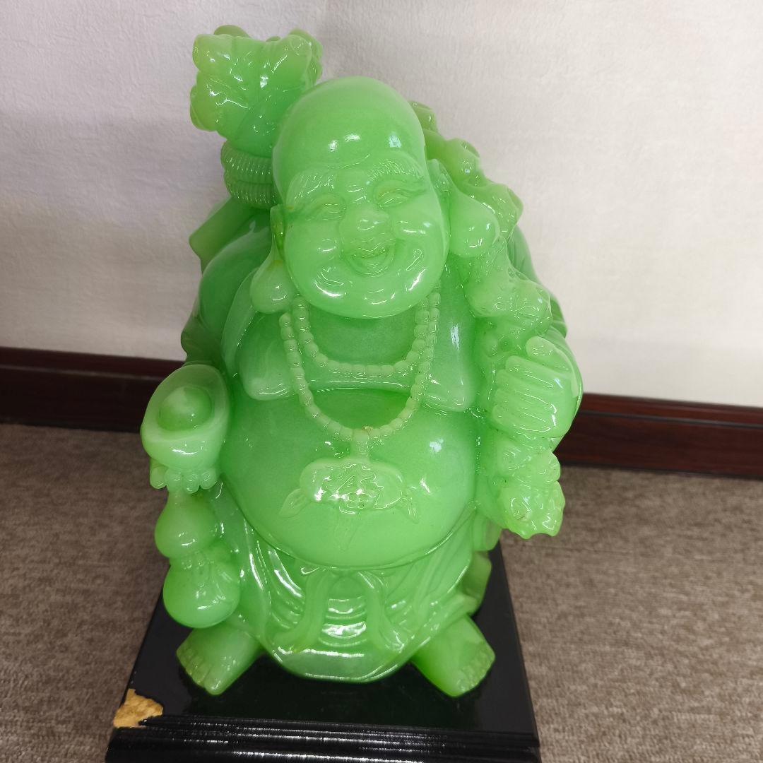翡翠 布袋様 七福神 厄除け 置物　難あり