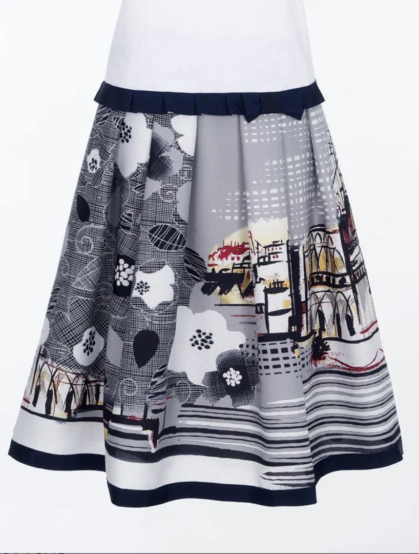 M’s gracy エムズグレイシー　フラワー×風景柄タックススカート　フレア