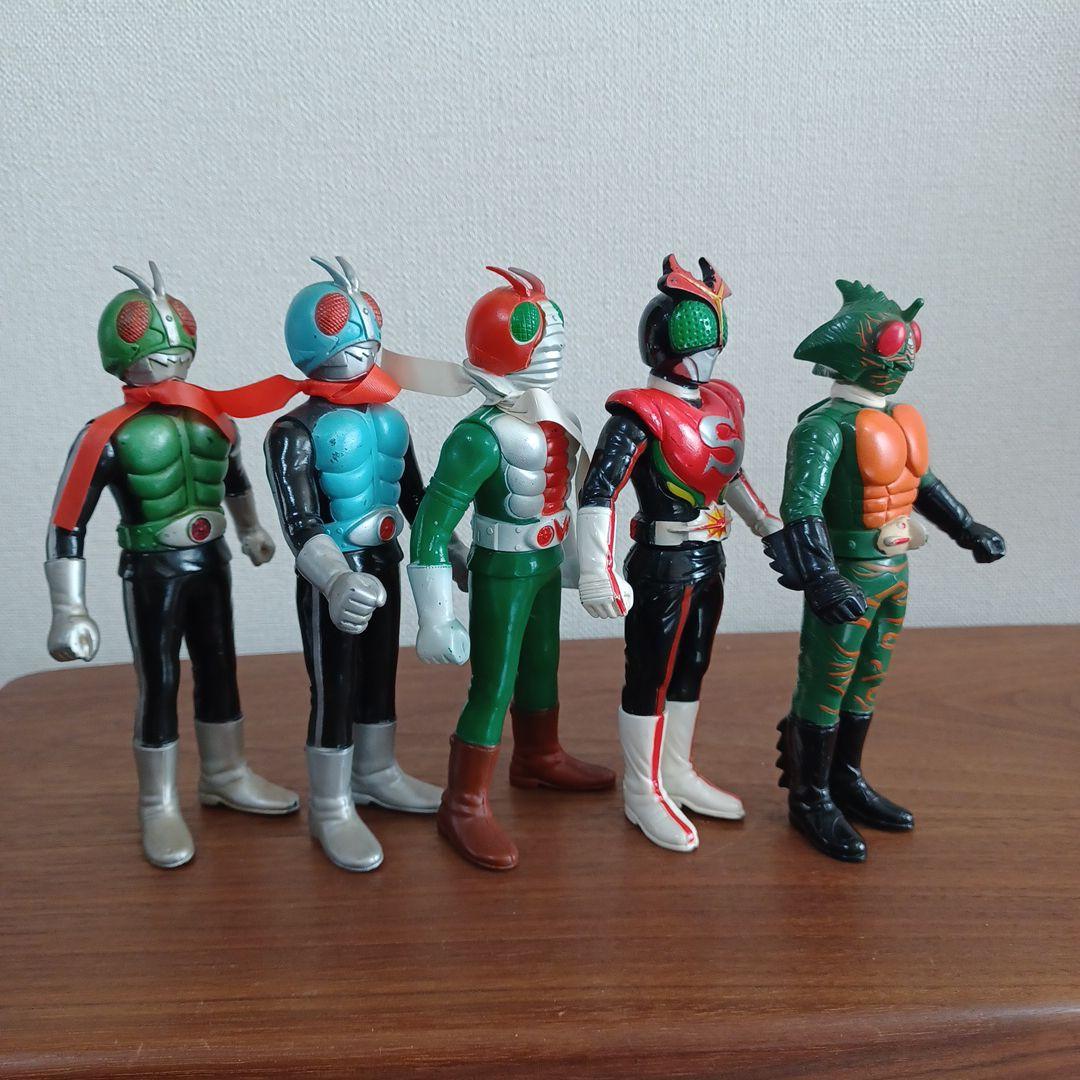 当時物　ポピー（バンダイ）製「仮面ライダー」希少ソフビフィギュア５体セット