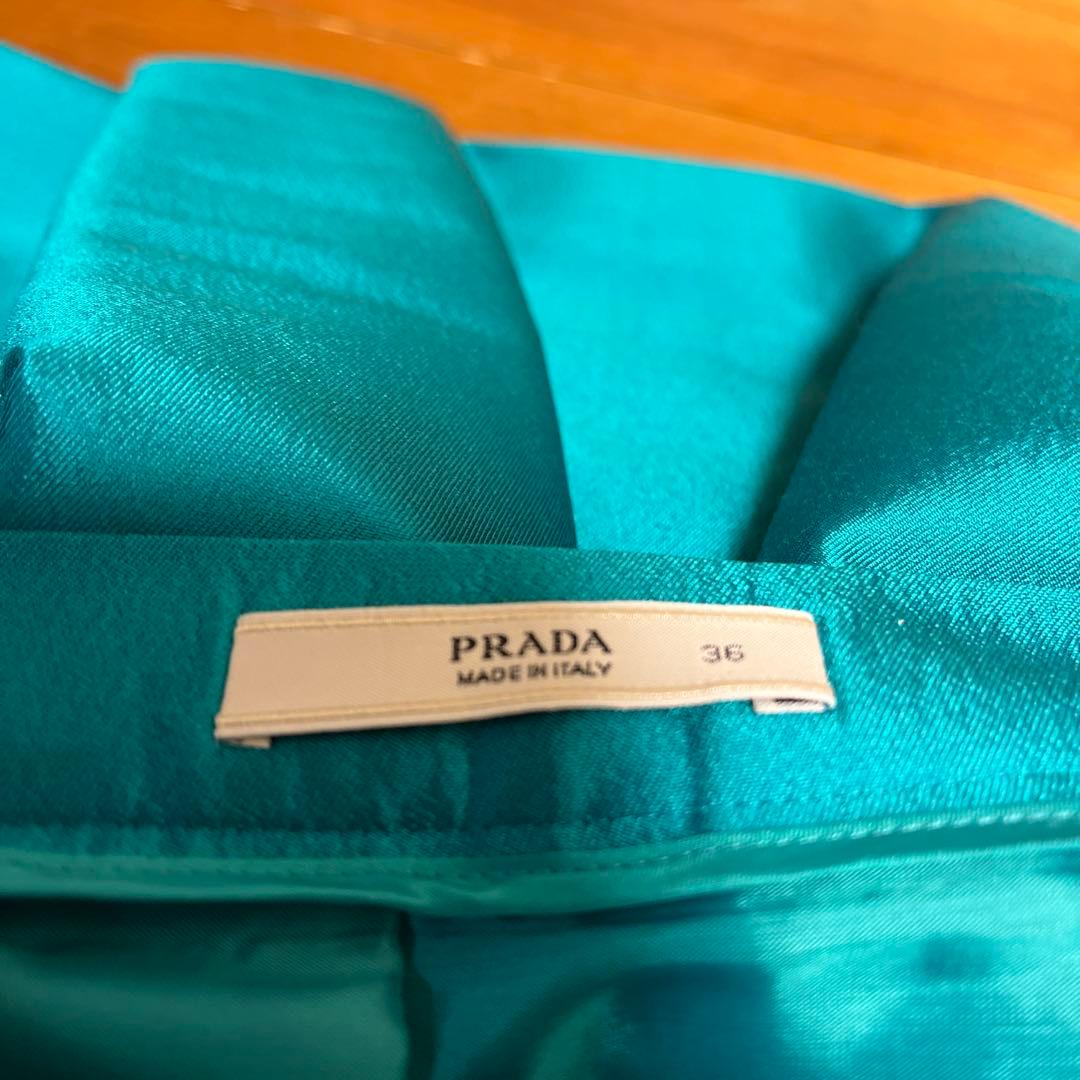 PRADA ターコイズ プリーツスカート 36