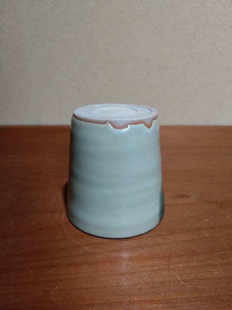 福島県 大堀相馬焼 緑釉流し紋 猪口 蕎麦猪口 相馬焼 地方窯 民藝