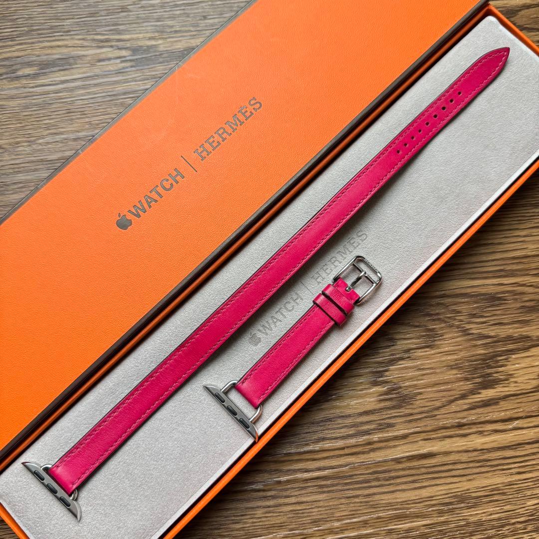 2395 Apple Watch エルメス　ローズメキシコ　二重　レザーベルト