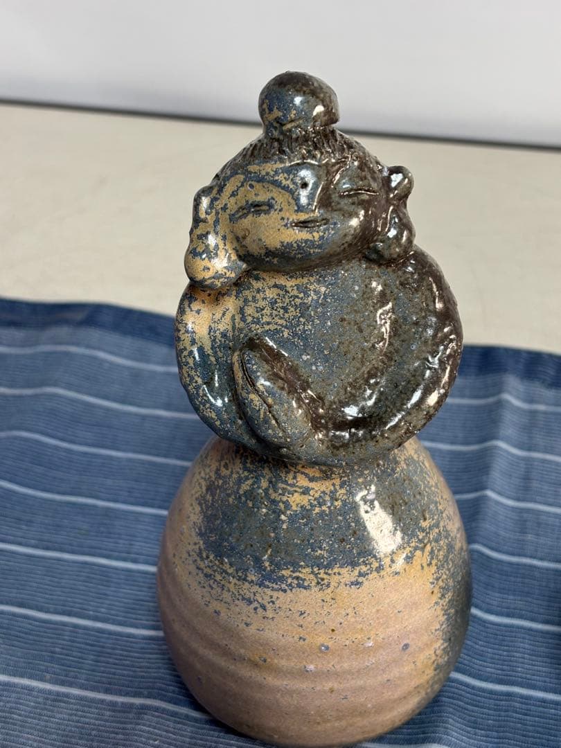 青灰色 陶器の人形 2点セット