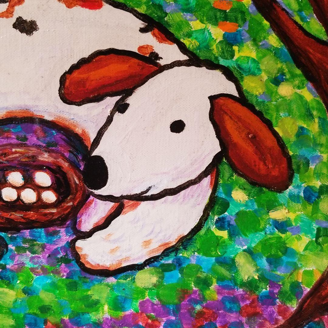 油絵　FUUTA　友だちの卵を守る犬