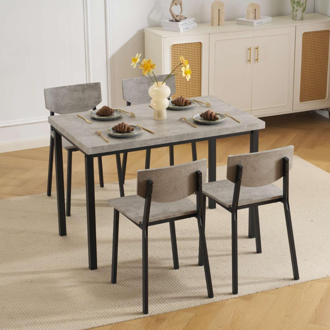 予約先行販売！1000円OFF4人掛け テーブル＆チェア4脚　オシャレ　GRAY