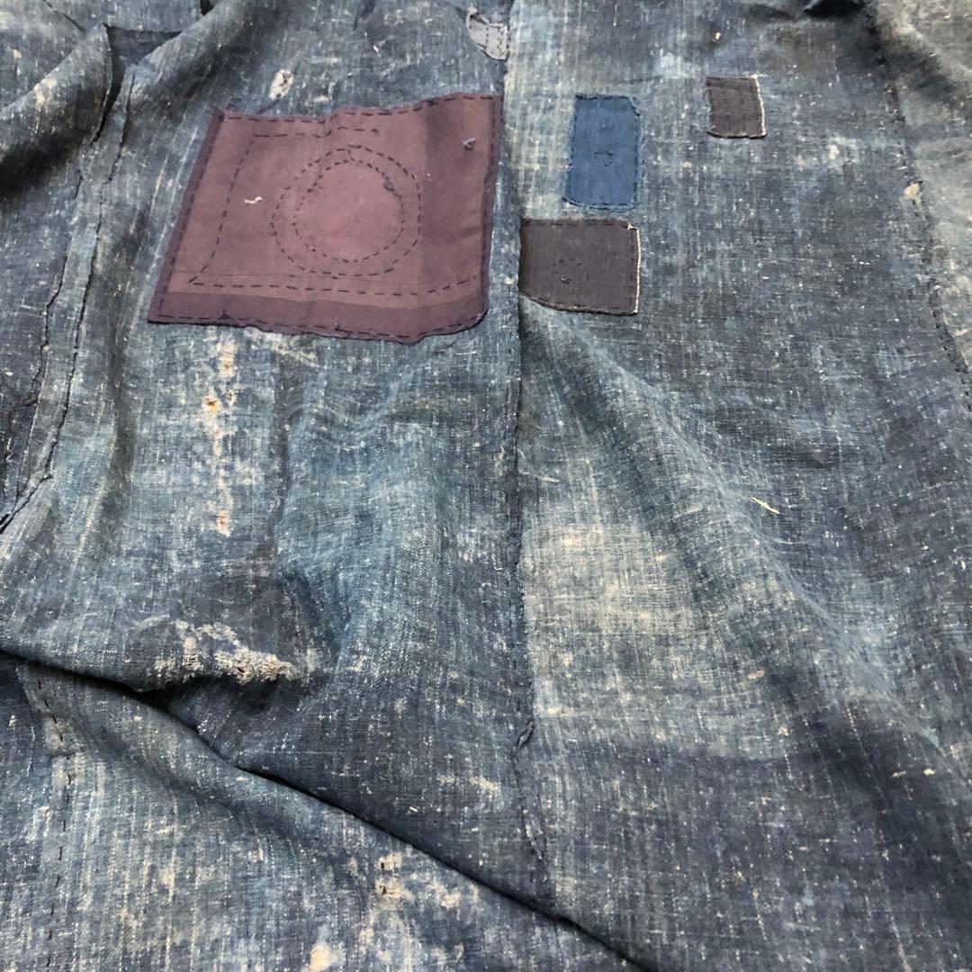 古布藍染木綿　襤褸　布団側