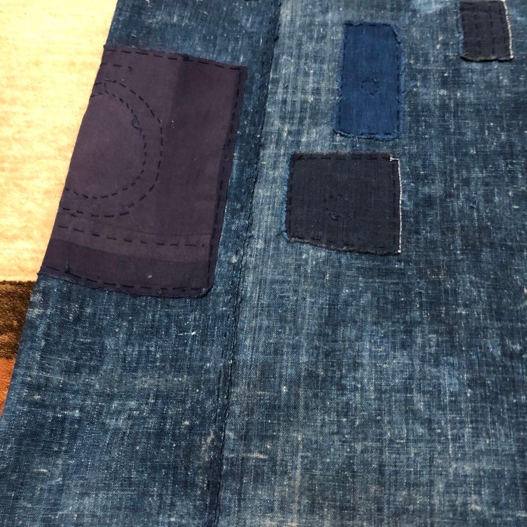 古布藍染木綿　襤褸　布団側