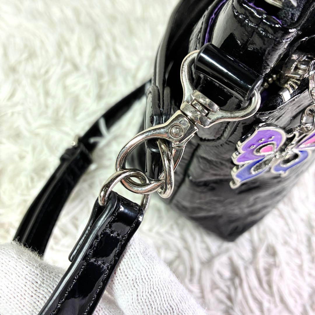 【極美品】アナスイ エリス 型押し エナメルレザー ショルダーバッグ 2way