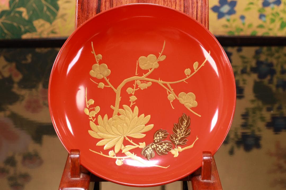 BJ121　時代輪島塗　四君子図蒔絵　吸物椀　二客　木製　茶道具 懐石 会席