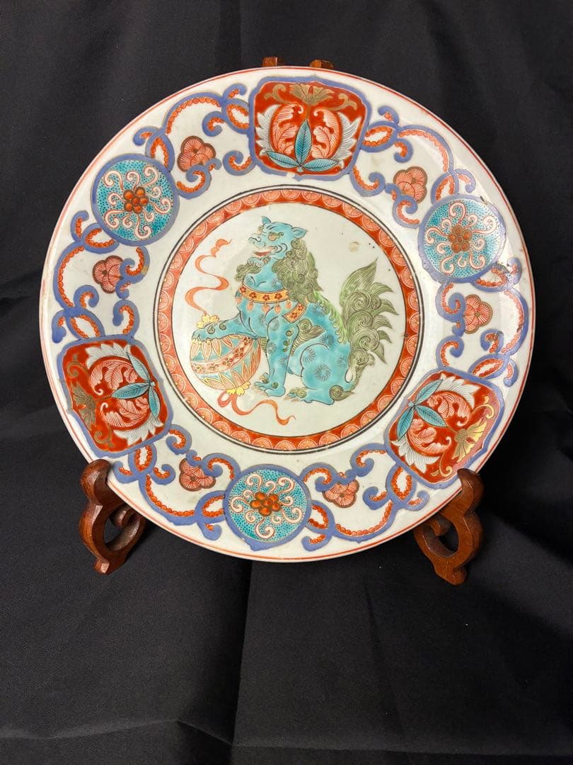 NBK99 伊万里？獅子 色絵皿