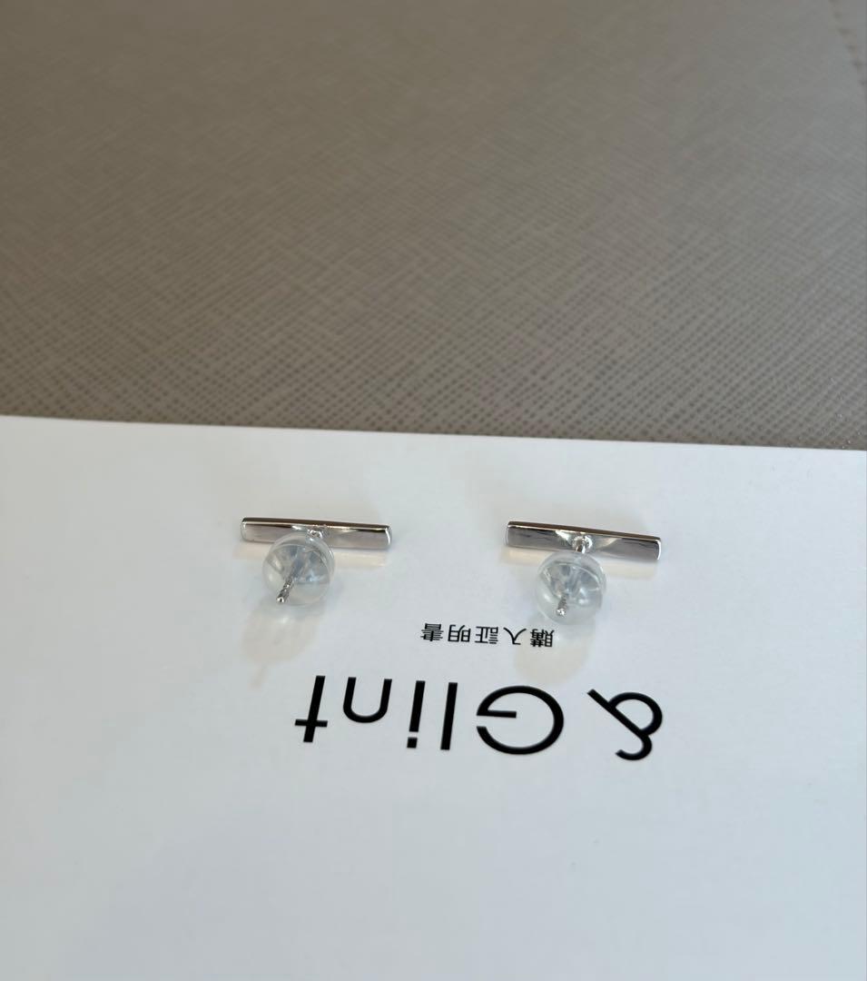 バー ピアス スタッドピアス ホワイトゴールド 18K 保証付き