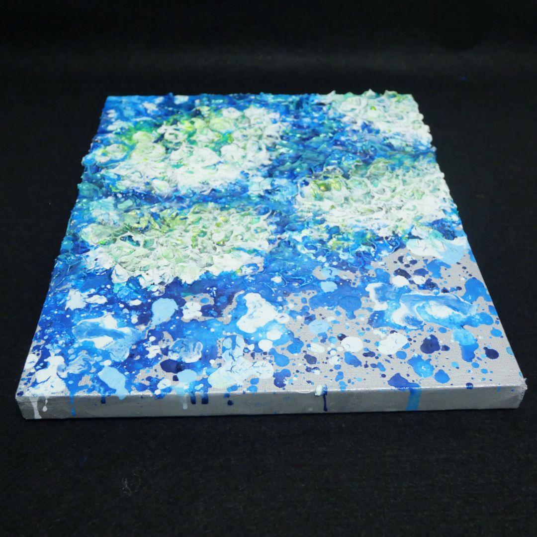 油絵 油彩 油彩画 絵 絵画【梅雨の水たまり白い紫陽花】