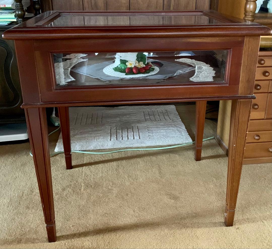 大塚家具　引取歓迎 面取ガラス硝子 コレクションテーブル/ショーケーステーブル