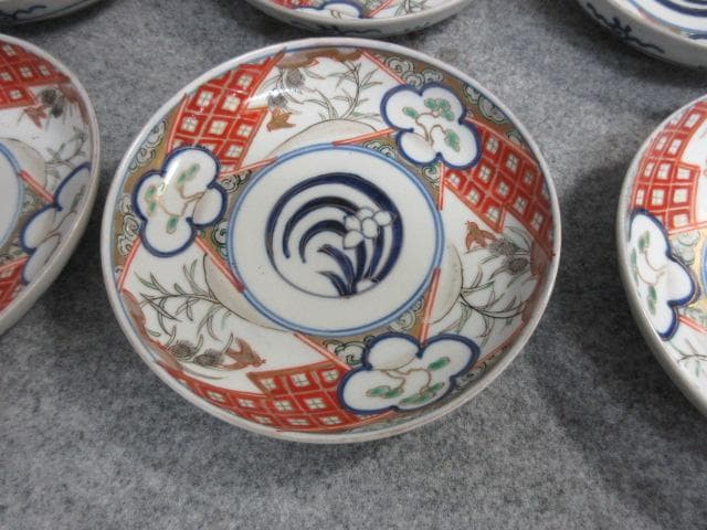 伊万里焼染錦花鳥文手塩皿9枚 [B26560]