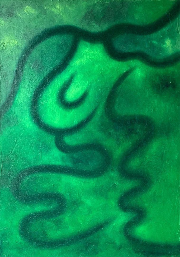 希少 古画 刀根広篤 「DSCF 0083」 油彩画 抽象画約 10号