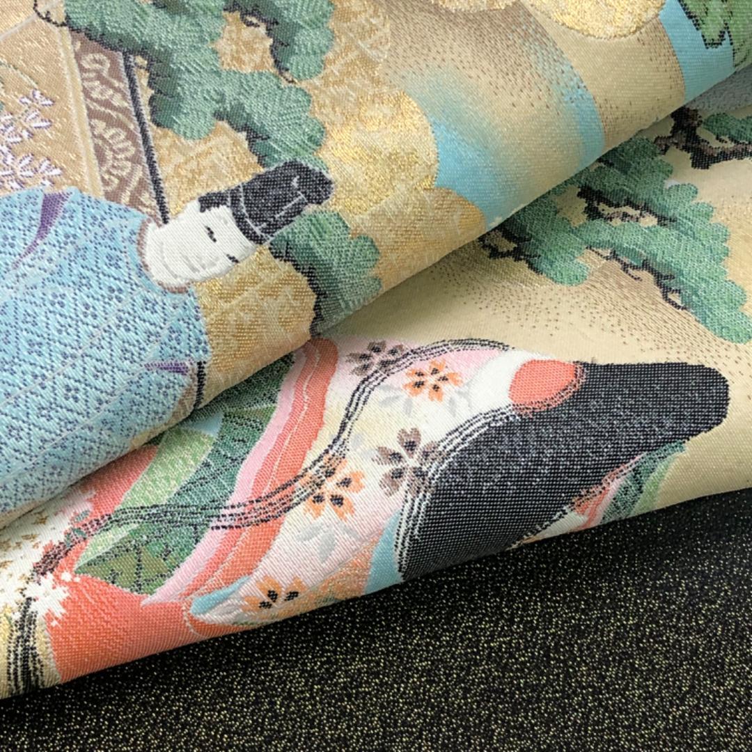 ☆ 黒留袖 壽光織 美しい十二単の女性に殿方 トールサイズ しつけ K-5529