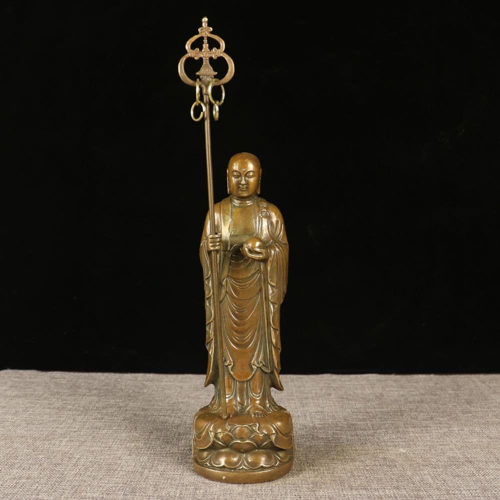 仏教美術 仏像 地蔵王仏像 銅製 銅器 工芸品 美術品 置物