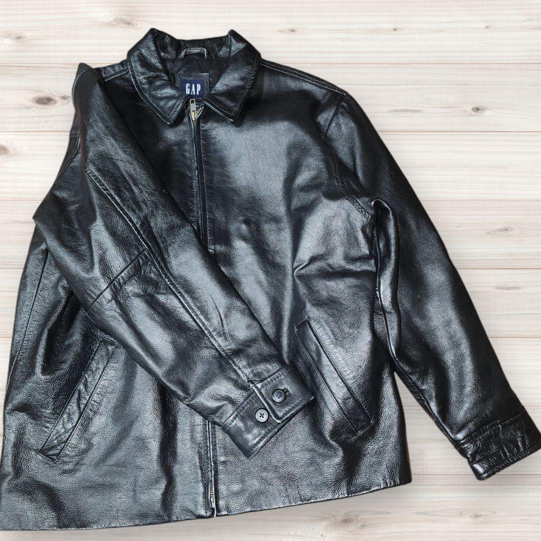 GAP オールドギャップ 本革 レザージャケット 牛革 キッズXXL 黒