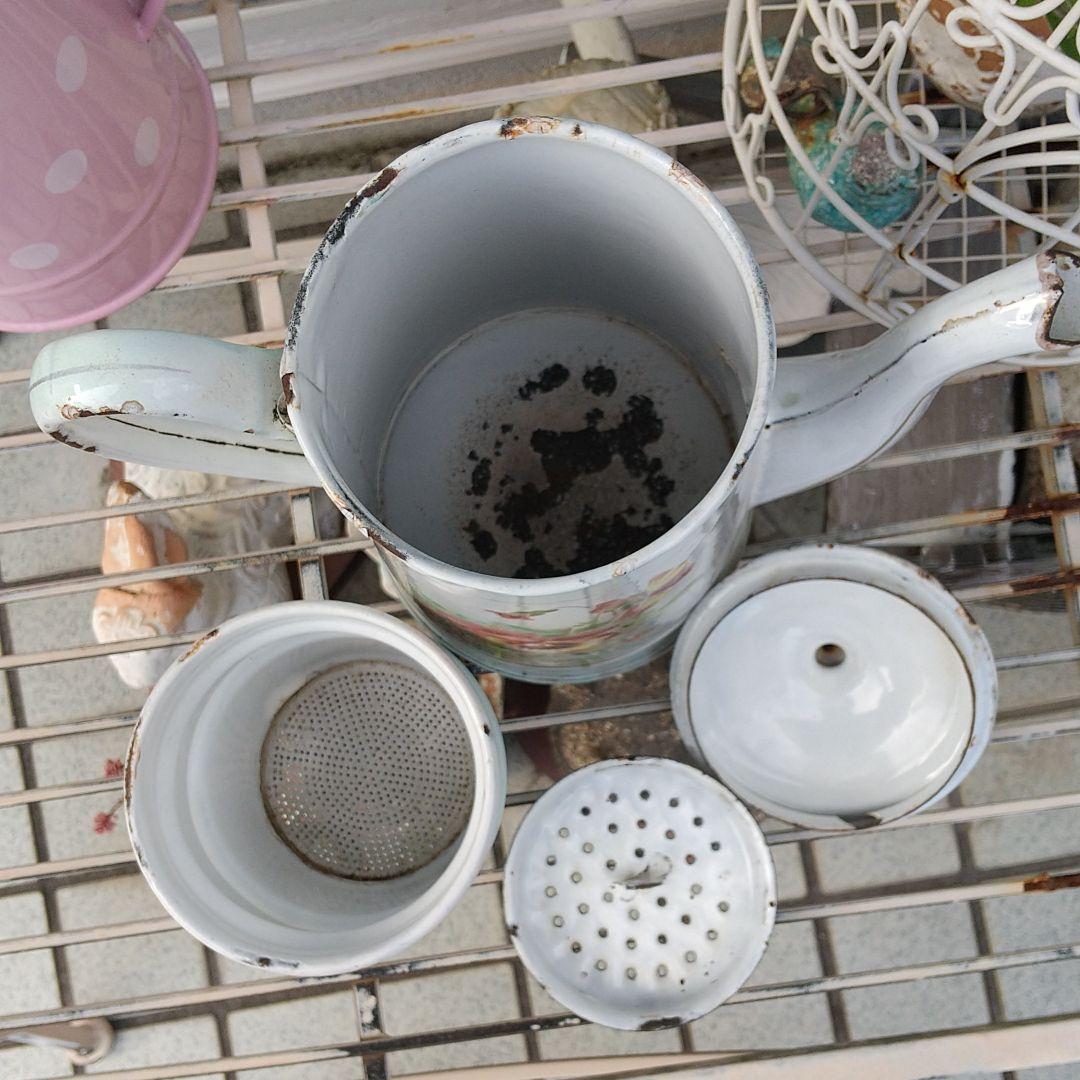 JAPY ホーロー パンジー柄 コーヒーポット