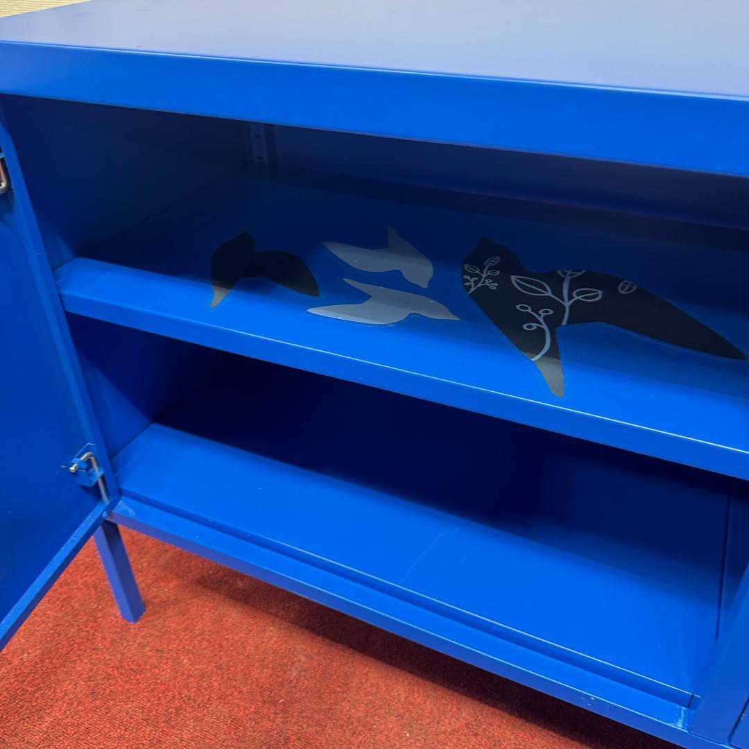 東京23区送料無料　美品イケア　キャビネット　ブルー色　洗浄/除菌済み