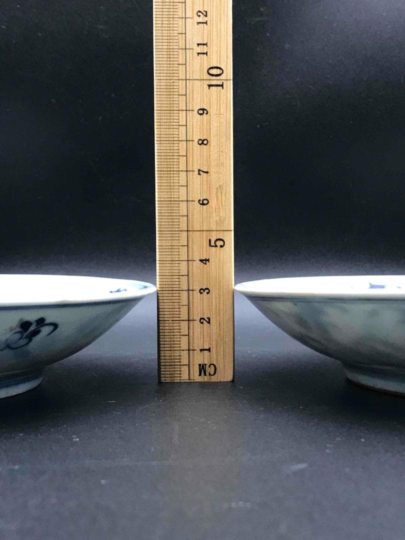 中国古美術　清雍正ー乾隆時代　染付花紋　唐草紋　皿　一対(B-2)