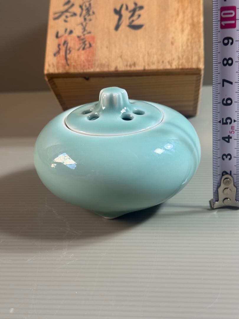 1546 鍋島焼　青磁　香炉　2客　未使用