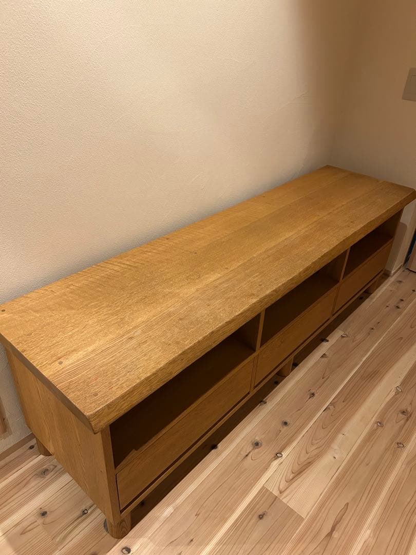 【サカミツ家具】　テレビボード　無垢　ナラ　テレビ台 引き出し付き