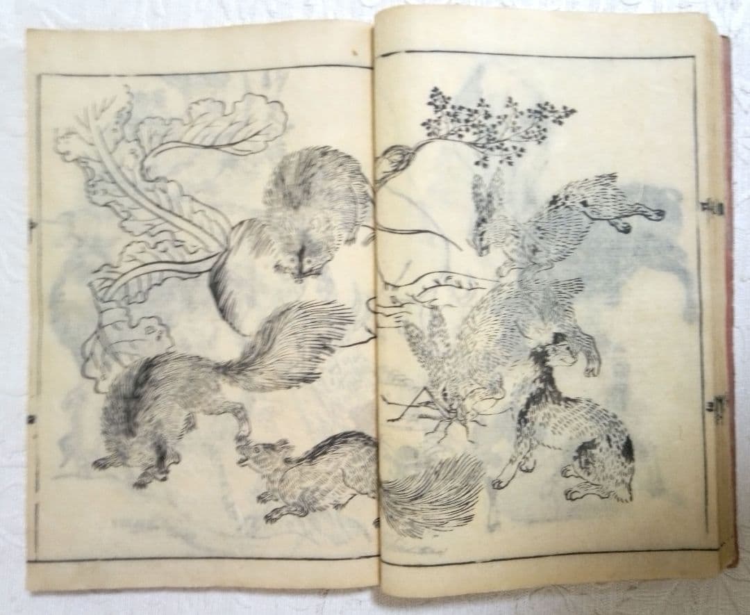 草木鳥獣諸職繪手本(黒摺り版画本)紀朝臣敏作画、伊舟屋善兵衛板、文政元年出版