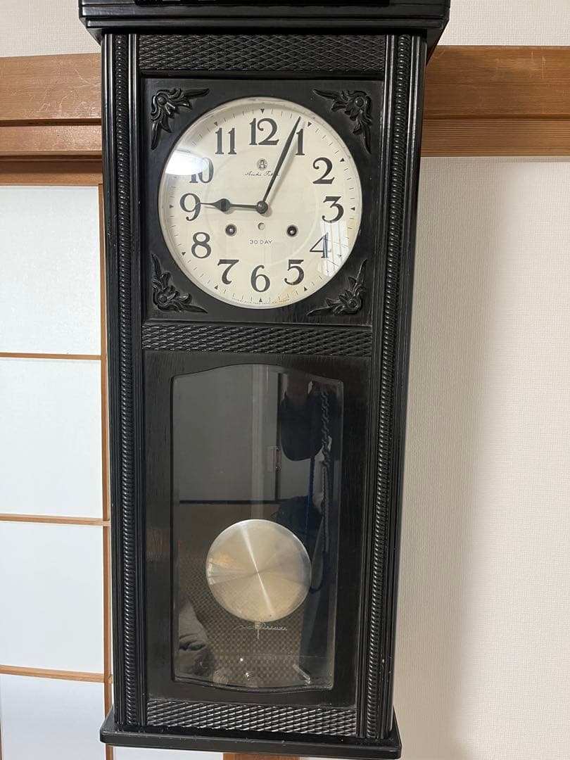 Aichi 30 DAY 愛知柱時計　ゼンマイ式　木製掛時計 黒