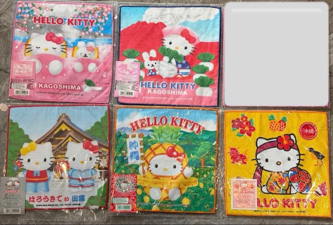 【希少】ハローキティ ご当地ハンカチ 91枚セット 未使用 平成レトロ