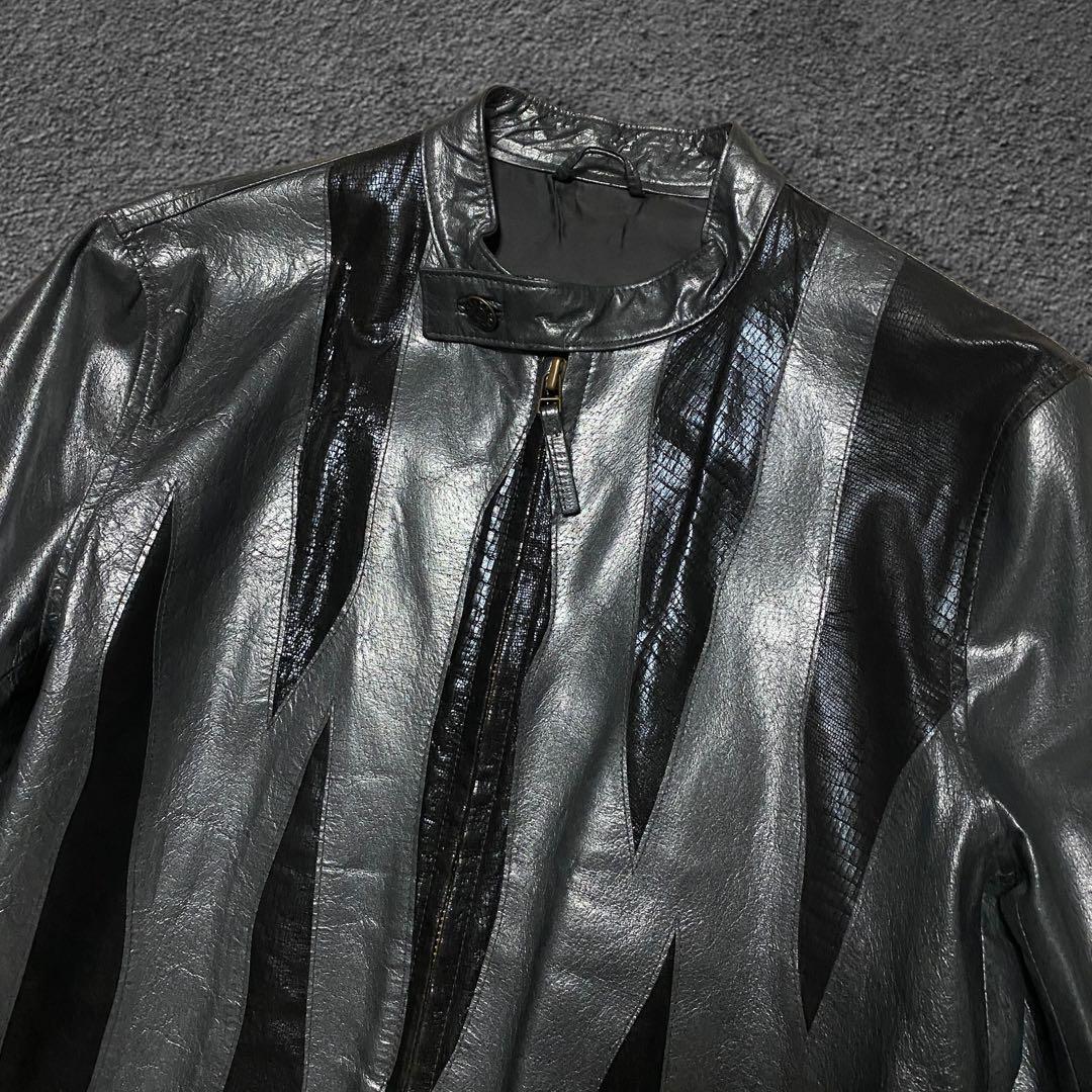 ジャケット・アウター FICCE crocodile embossed leather jacket